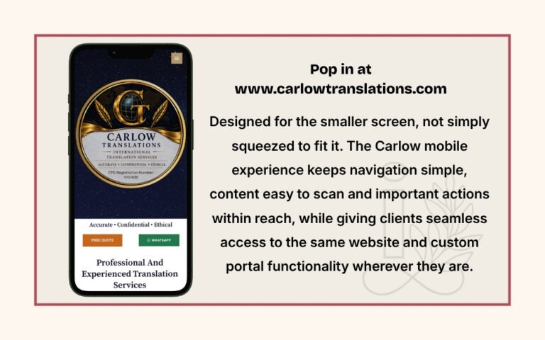 Mobile Websites Carlow Translations - custom website design for small businesses in South Africa